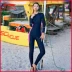 Li Ning mới một mảnh áo tắm nữ dài tay năm quần lướt quần bó sát thi đấu đào tạo áo tắm suối nước nóng chuyên nghiệp - Bộ đồ bơi One Piece áo bơi liền thân Bộ đồ bơi One Piece