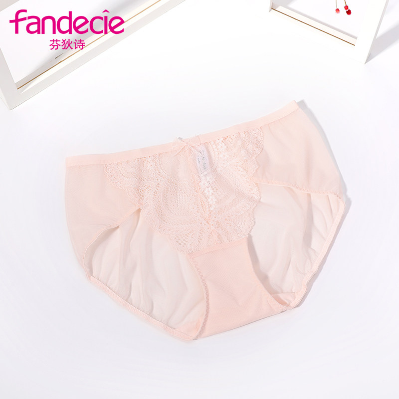 Fendish summer sexy lace solid color simple and comfortable thin low waist hip briefs F200158