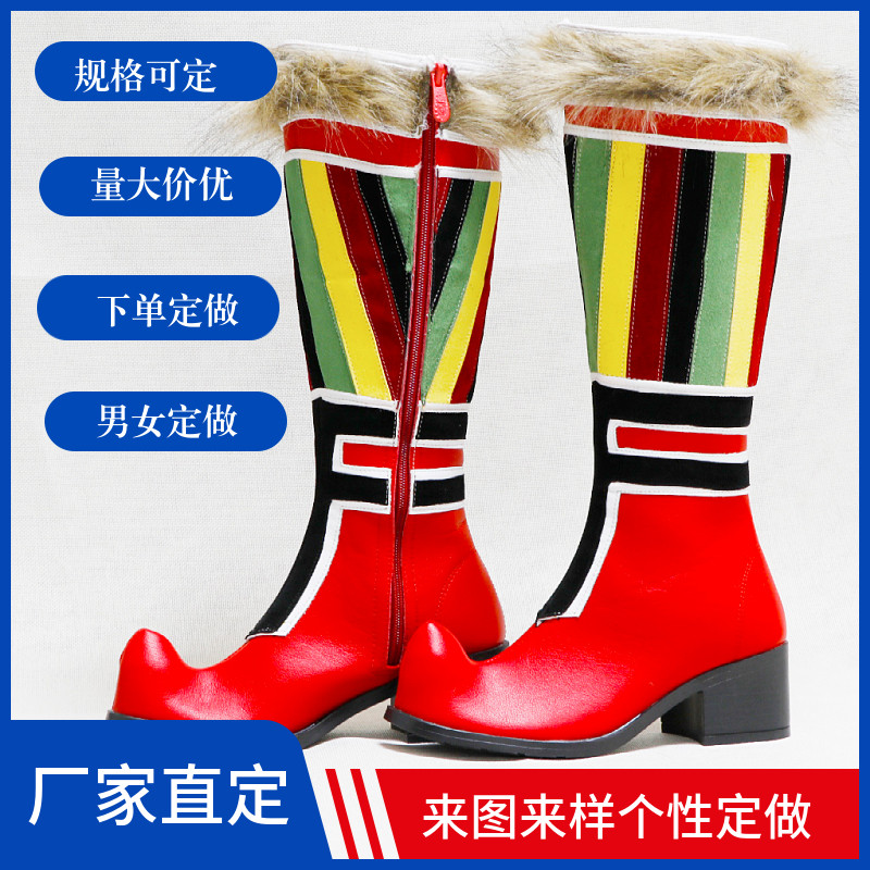 Mongolian dance shoes red custom-made high-heeled Mongolian Xinjiang Tibetan dance shoes custom-made for men and women