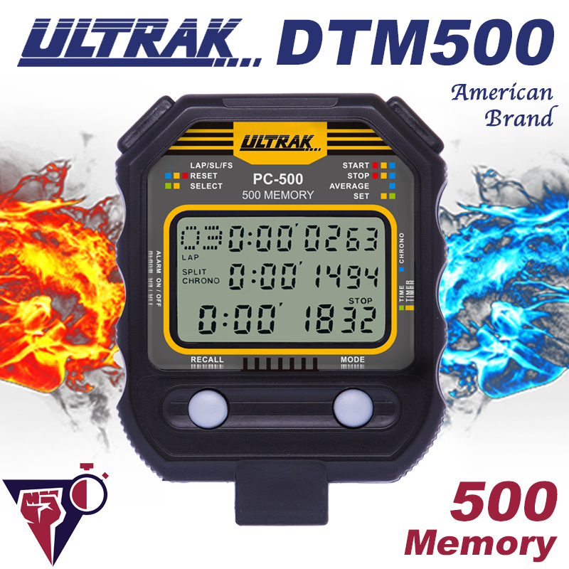 ULTRAK Ossek American DTM500PC500 Three Row 500 Memory Stopwatch Competition Coach Timer