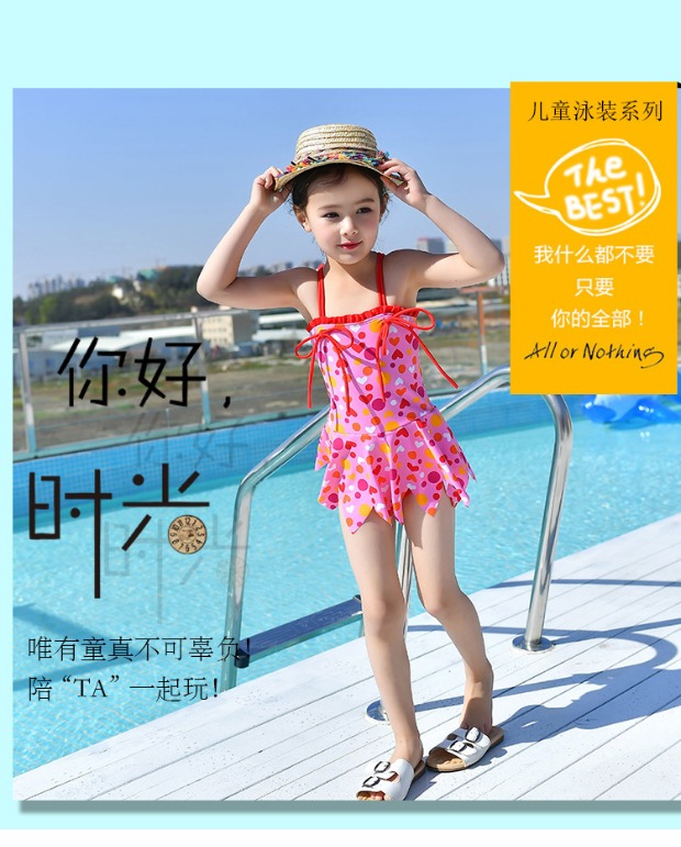 Đồ bơi cho trẻ em gái Cô bé học sinh cấp hai Học sinh dễ thương Công chúa hồng Hoa Váy một mảnh Áo tắm Spa Mới áo bơi trẻ em