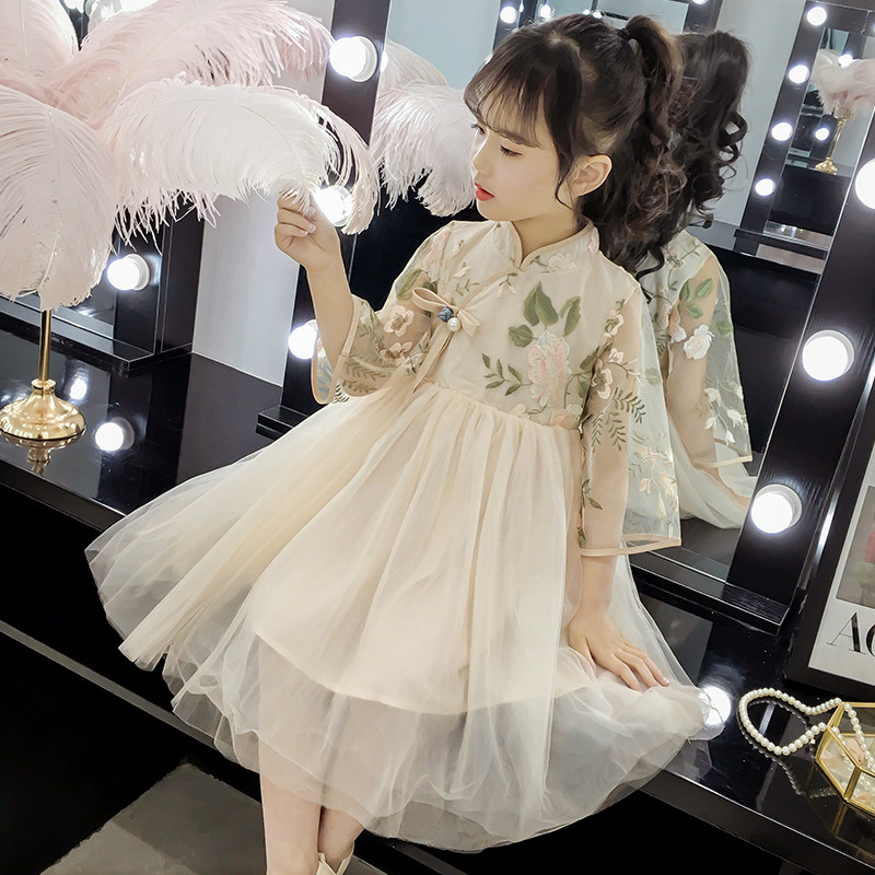 Han Fu Girl Foreign Dress Spring Summer Dress Foreign Pie Girl Princess Skirt Children China China Wind Guts Super Fairy Dresses Big Children