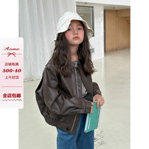 Concave end Appleofmyeye CUHK Tong Han version leather jacket jacket male and female child trendy locomotive jacket blouses spring and autumn