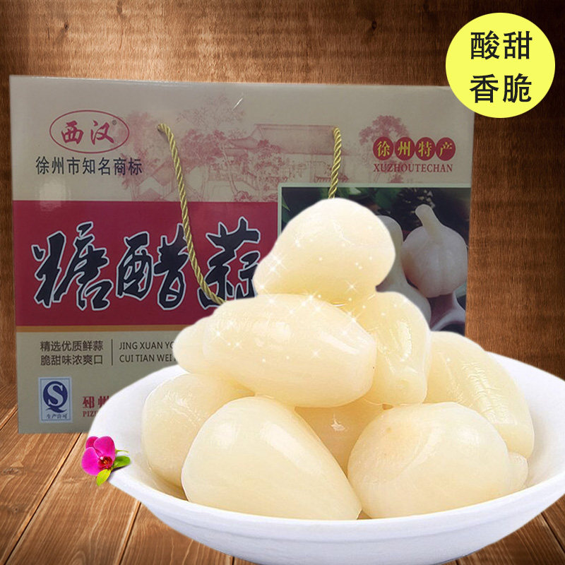 Pizhou specialty Western Han Dynasty sweet and sour garlic pickled garlic head Sweet and sour pickle under rice Hors d'oeuvres 6 bottles