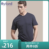 Byford Hundred Rich Summer New V Collar Short Sleeve T-shirt Men Comfort Cotton Knit Undershirt Male MW8842