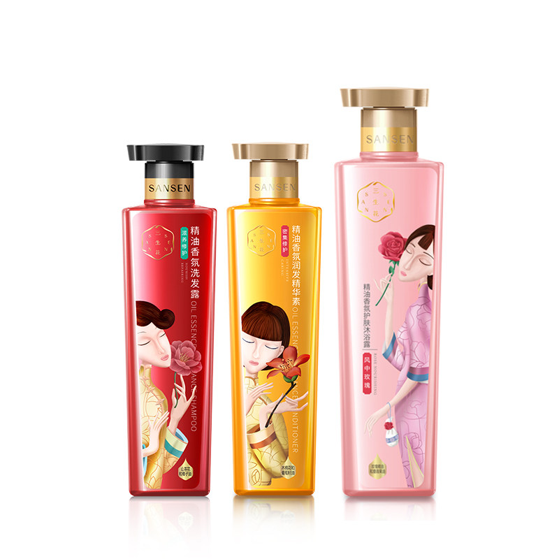 The three-year flower essential oil wash and protect the cloud enjoy set 500ml 500ml 800ml