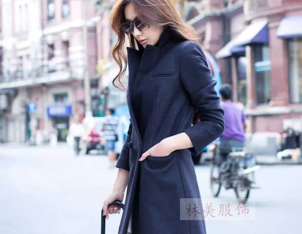 Mùa thu 2016 mùa đông áo khoác len mỏng mới dành cho nữ dài phiên bản Hàn Quốc của áo khoác len cashmere mỏng - Trung bình và dài Coat