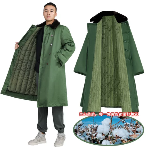 Старомодный зеленый длинный пуховик для работы, зимняя куртка, увеличенная толщина, длина макси