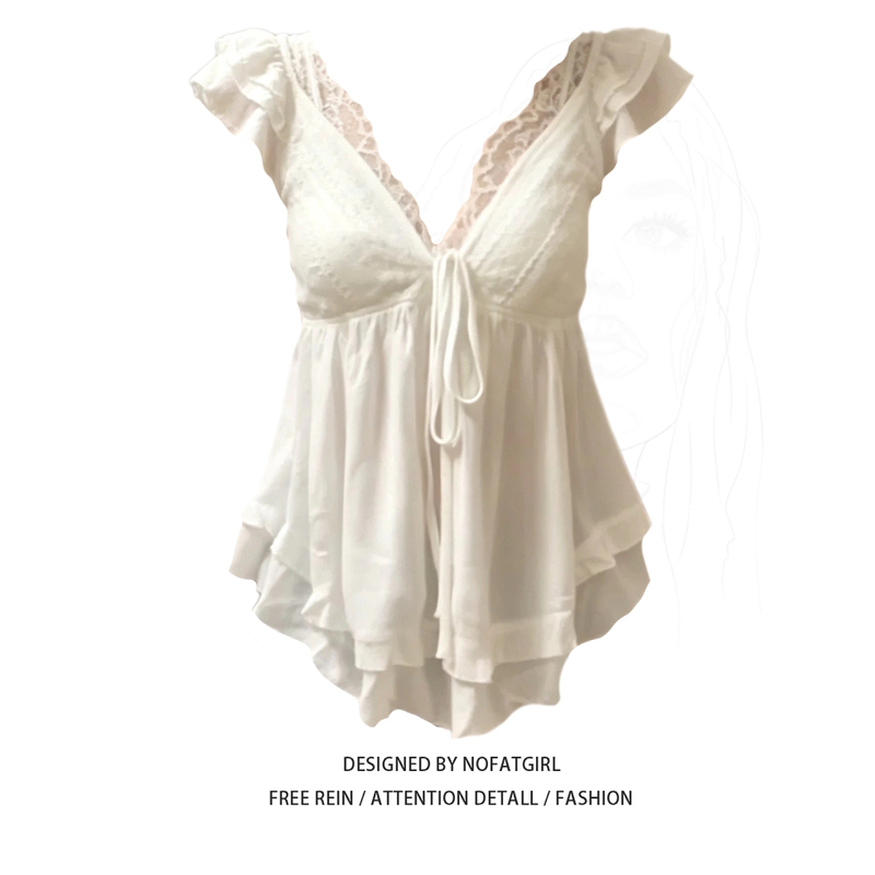 Plus Size Women's Clothing, Pure and Alluring Style, V-Neck Lace Trim Blouse, Summer Top for Women, Super Pretty and Stunning Plus Size Women's Clothing, Pure and Alluring Style, V-Neck Lace Trim Blouse, Summer Top for Women, Super Pretty and Stunning