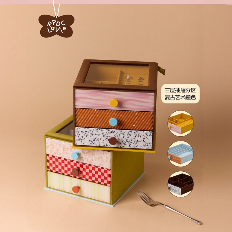 Rpdclavie "Mousse Cake" Acetate Drawer Jewelry Box Multi-Layer Large Capacity Storage Box Birthday Gift