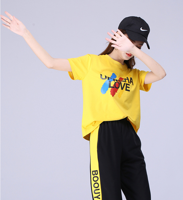 Summer ghost step dance clothing new suit fashion sports square dance pure cotton short-sleeved dancing clothes female yang liping