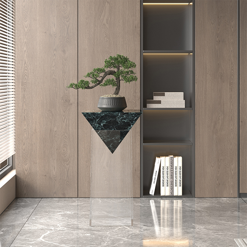 New High-End Floating Flower Stand for Living Room, Hotel Decorative Column, Suspended Side Table Next to Sofa, Display Flower Pot Stand