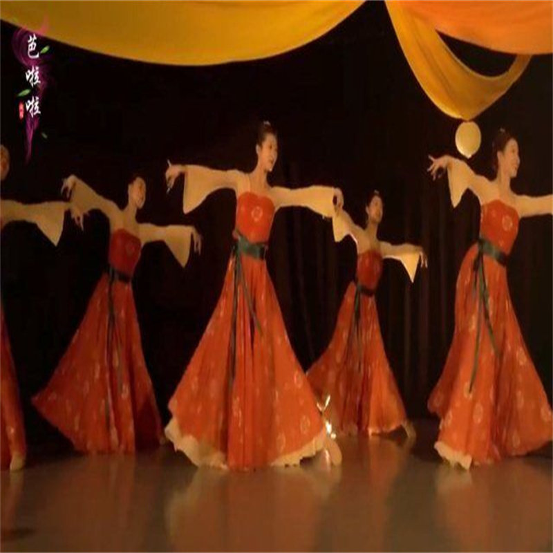 китайский костюм 古典舞演出服女现代飘逸中国风连衣裙新款大气开场舞蹈服装大摆裙