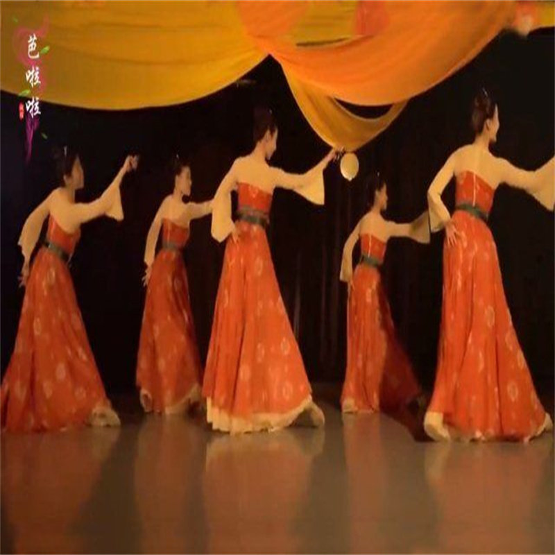 китайский костюм 古典舞演出服女现代飘逸中国风连衣裙新款大气开场舞蹈服装大摆裙