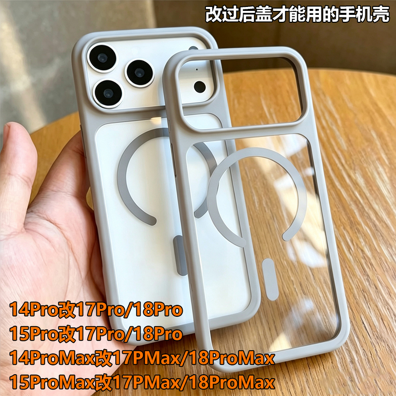 Suitable for Apple 15 Pro Max Modified to 17 Pro Max, Special Phone Case for Men and Women, Acrylic Simple Soft-Edge Magnetic Protective Case Suitable for Apple 15 Pro Max Modified to 17 Pro Max, Special Phone Case for Men and Women, Acrylic Simple Soft-Edge Magnetic Protective Case