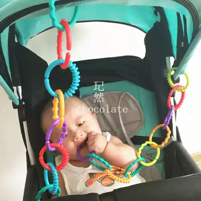 Ran home rainbow ring hand grip connecting ring baby toddler toy bed hanging hard gear ring 24 ring set