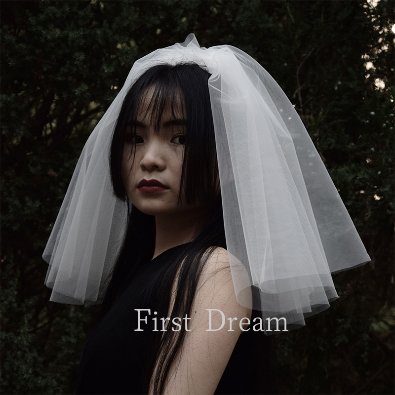 FirstDream's new wedding net red photo bride white headdress fluffy short veil