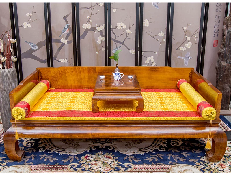 Đồ nội thất bằng gỗ gụ, giường gỗ đặc, giường đi văng cổ Trung Quốc, đi văng đẹp thư giãn, giường Jinsi Nan Luohan tân cổ điển - Giường