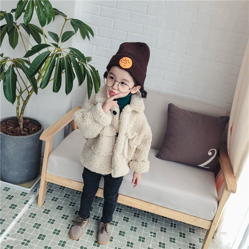 Áo khoác lông cừu trẻ em 2018 mùa thu mới cho bé 2-5 tuổi áo khoác lông bé gái mùa đông áo khoác trẻ em hàn quốc