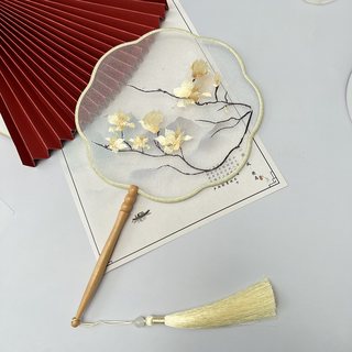 Embroidered eight-petal shape handmade simulated silk solid wood