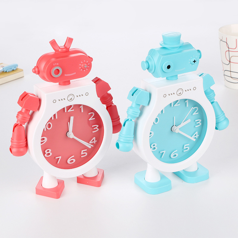 Alarm clock creative children's cartoon clock personality tick small clock children gift student robot alarm clock