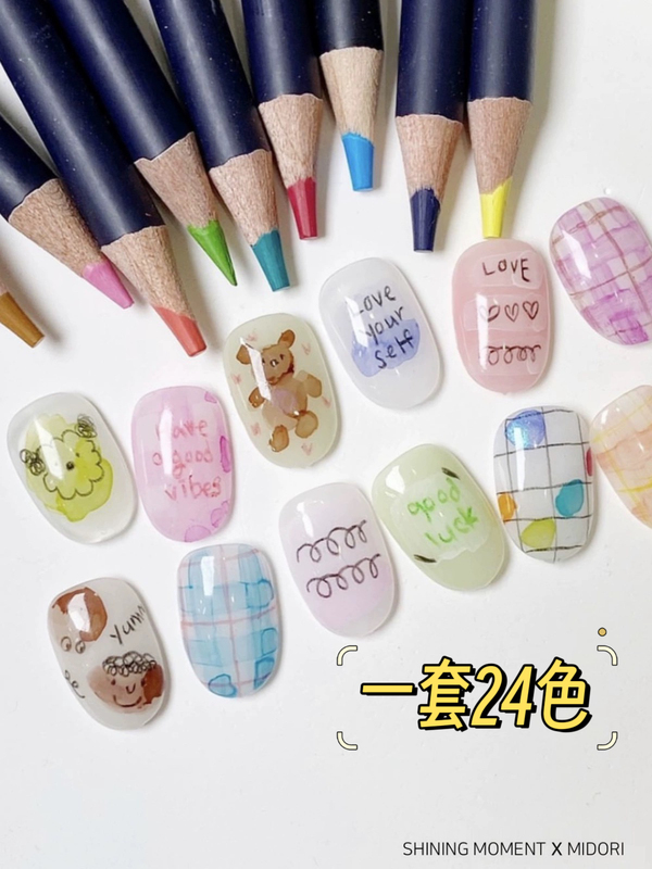 Soluble Nail Art Painting Hand-Drawn Graffiti Colored Pencils 24-Color Set Popular