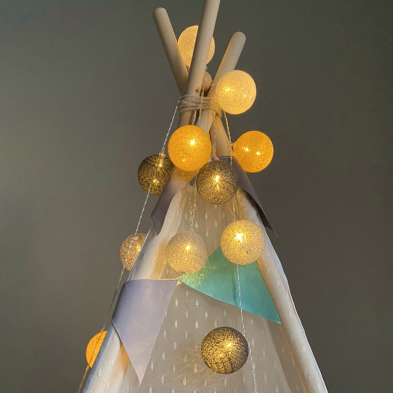 Children's room tent Cotton thread ball color light Small hanging light Projection light INS small fresh LED light string tent decorative light