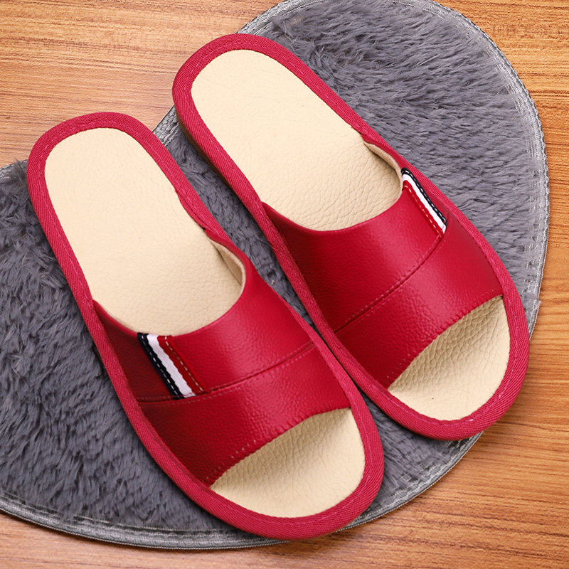 Summer home anti-skid bull slippers room househousehousehousewooden flooring slippers men and women real fur soles anti-smell slippers