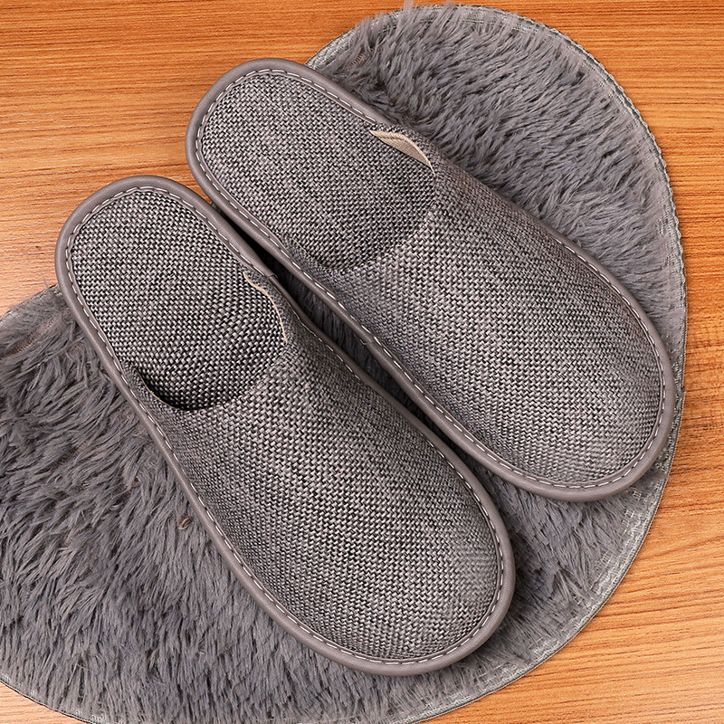Spring and Autumn Household Cloth Slippers for Men and Women, Indoor Non-Slip Wooden Floor Soft-Soled Home Fabric All-Season Cotton Slippers
