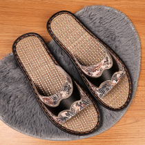 Genuine Leather Coarse Linen Home Slippers Women Xia Eurostyle Interior Domestic Non-slip Soft Base Bull Leather Sandals Men dont Smell Feet