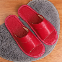 Haining Summer Non-slip Genuine Leather Slippers Men And Women Full Cow Leather Indoor Wood Floor Lovers Home summer deodorized