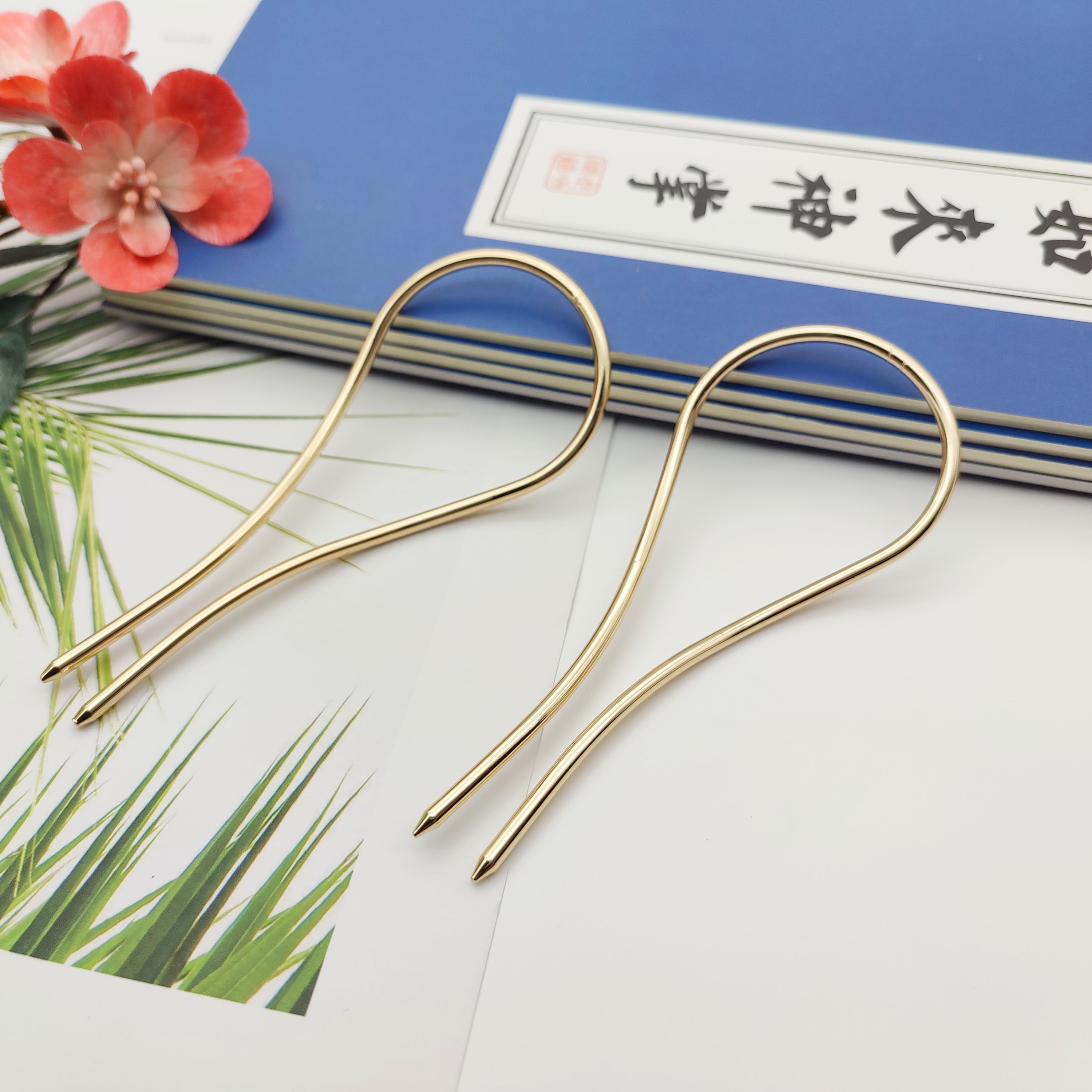 U-shaped copper big hairpin 44*105mm ancient style Hanfu step shaking diy handmade hairpin accessories material body