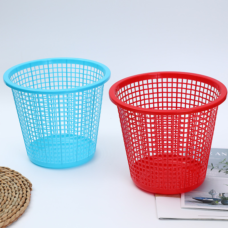 Trash Can, Plastic Waste Basket, Household Kitchen Storage Bin, Office Waste Paper Basket, Round Mesh Trash Can, Tree Sapling