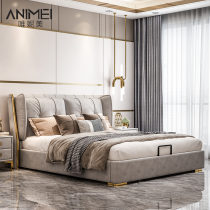 Light luxury ins net red bed double bed master bedroom storage wedding bed 18 meters large apartment bed modern simple leather bed