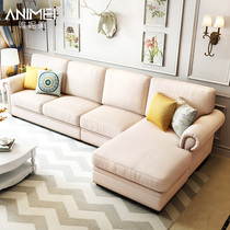 Small apartment combination Mediterranean style sofa pastoral three-person living room corner American sofa art