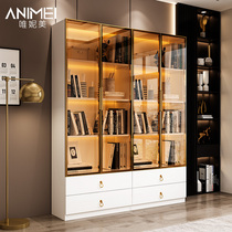 (New product) Light luxury glass door full wall bookcase simple and modern with door floor-to-ceiling study living room bookcase locker