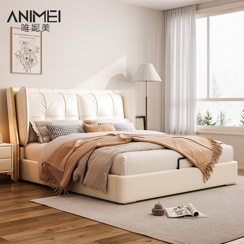 Light luxury double bed modern minimalist bedwedding bed vibrating bed soft packaging furniture in net red bed