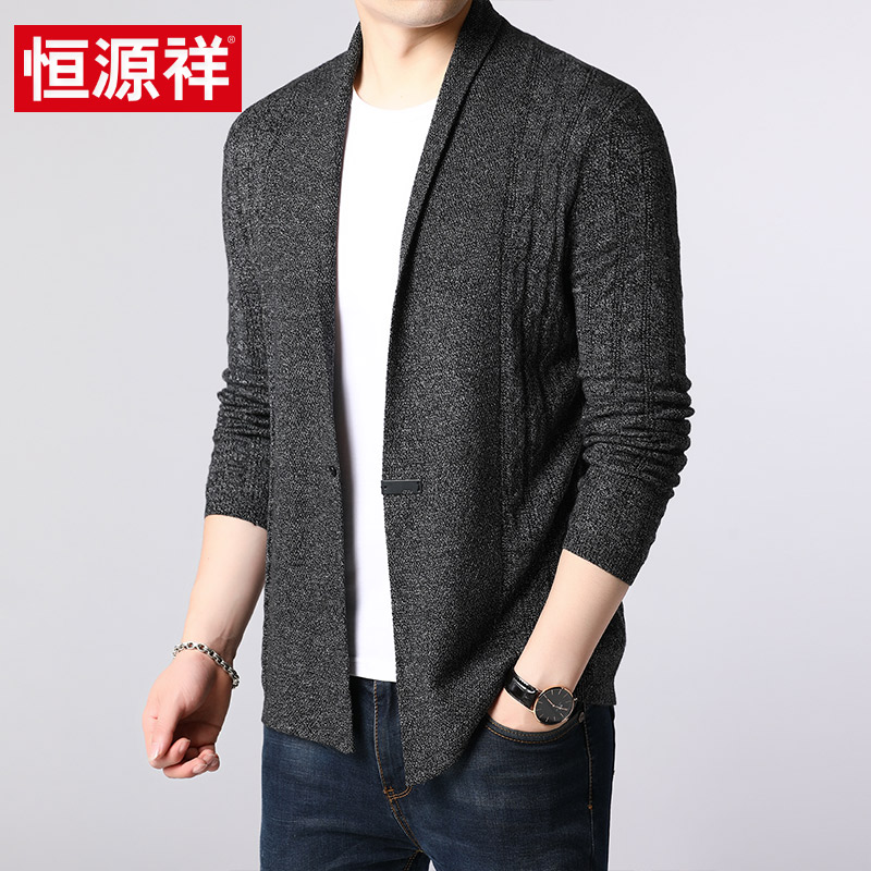 Hengyuanxiang 2020 mùa xuân mô hình mới với len đan áo len dài tay lớn-code giản dị áo len loose-fitting áo khoác của nam giới.