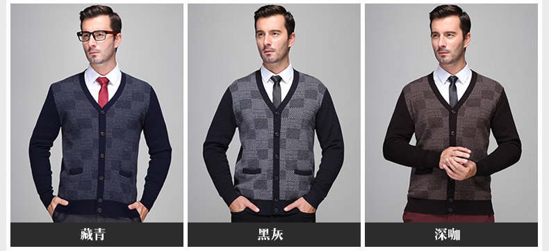 Hengyuan Xiang tinh khiết áo len mùa đông nam kích thước lớn V-Cổ áo len dày áo len trung niên cardigan coat