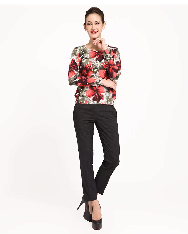 恒源祥 开衫女中老年圆领针织衫外套2016春秋