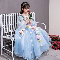 Yuetao childrens evening dress Flower fairy dress girl princess dress 2016 long tutu dance performance suit autumn