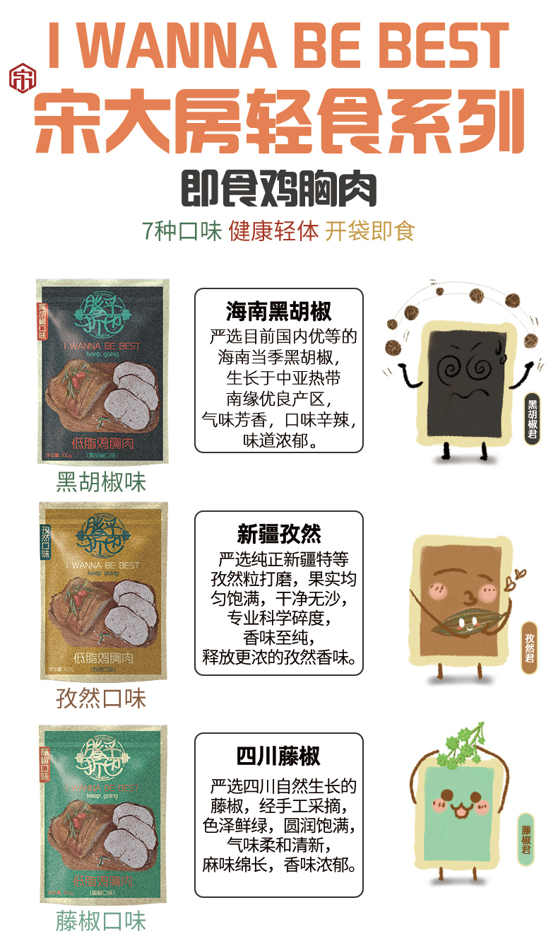 宋大房 速食鸡胸肉 没防腐剂 现做现发 100克*7袋 图3