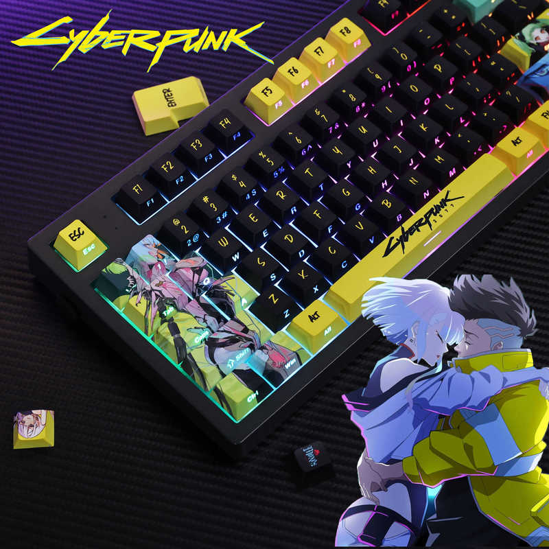 Cyberpunk Edgerunners Side-Engraved Original Highly Customized Pbt Anime Meijia Lion Two-Dimensional Keycaps Cyberpunk Edgerunners Side-Engraved Original Highly Customized Pbt Anime Meijia Lion Two-Dimensional Keycaps
