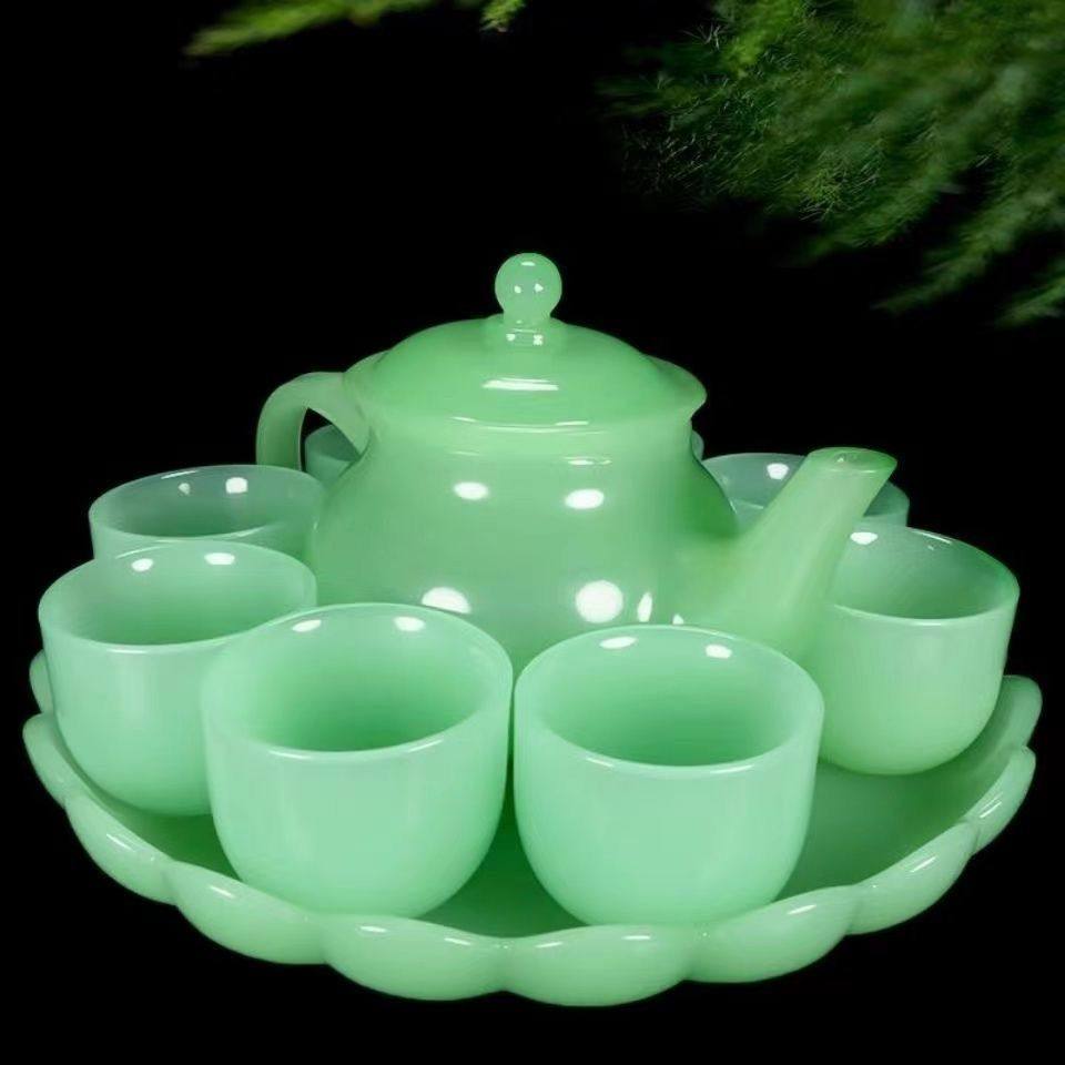 Jade teapot] Bijade-colored jade teapot tea tea tea cup single Chinese kung-fu health care tea tea tea tea-Taobao