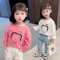 Girls long sleeve T-shirt 2021 new children cotton base shirt spring and autumn Korean version of foreign style baby cartoon top