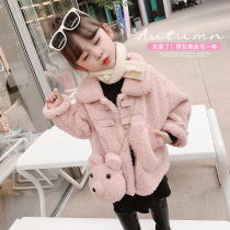 Girl plus velvet coat 2021 baby girl winter dress new Korean version of fur one thick sweater childrens foreign gas