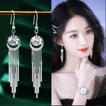 925 pure silver earrings with superior sense 2022 new tide autumn and winter long style with sueared temperament explosive ear accessories
