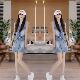 ການອອກແບບ denim ແບບເອີຣົບແອວ sleeveless ເທິງສັ້ນ