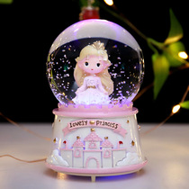Princess Castle crystal ball orbels music box birthday gift girl child dream girl heart rotation automatic snow