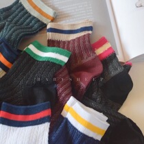 tutu*an days single hollowed-out midbarrel socks Short Sox children Summer thin section Two bars College wind breathable